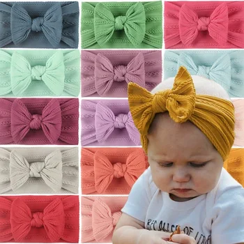Bebek Saç Aksesuarları 32 Renk Kablo Yay Bebek Çocuk Bowknot için saç Bandı Çocuklar için Türban Şapkalar Kabloları Elastik Headwrap