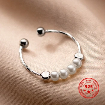 2022 Yeni 925 Ayar Gümüş İnci Ayarlanabilir Yüzükler Kadınlar İçin Moda Tatlı Açılış Yüzük Düğün Parti Güzel S925 Takı