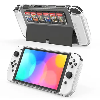 Koruyucu Kılıf Nintendo Anahtarı İçin OLED Oyun Kartı Depolama Şeffaf Sert Plastik PC Kapak Joycon Kılıfı İçin NintendoSwitch OLED