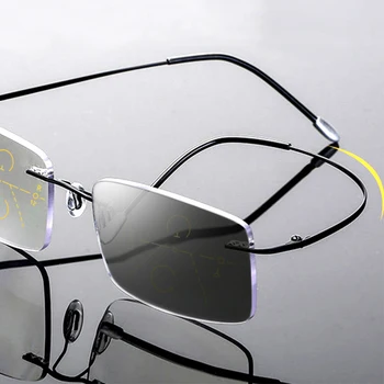 Fotokromik Çerçevesiz İlerici Multifokal okuma gözlüğü Erkekler Kadınlar Ultralight Gözlük Anti-Mavi ışınları Presbiyopik Gözlük