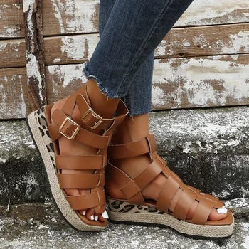 Kadın Sandalet Takozlar yüksek topuklu ayakkabı Toka Kayış Sandalet Yaz Burnu açık PU deri ayakkabı Chaussures platform sandaletler Roma Ayakkabı
