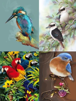 5D elmas boyama tam daire elmas kuş papağan hayvan çift ağacı mozaik mozaik çapraz dikiş ev dekorasyon DIY el yapımı