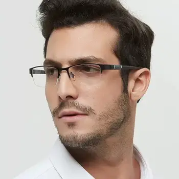 2023 Yeni Moda Anti Mavi ışık Erkekler Yarım Çerçeve Gözlük Retro Miyopi Gözlük Çerçevesi Trend Optik Bilgisayar Gözlükleri