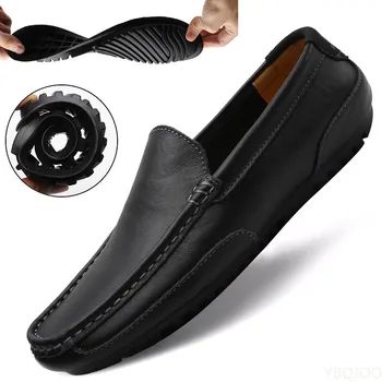 Deri erkek ayakkabısı Lüks Moda 2022 Rahat Resmi Loafer'lar üzerinde Kayma Erkekler Moccasins İtalyan Siyah Erkek sürüş ayakkabısı Sneakers