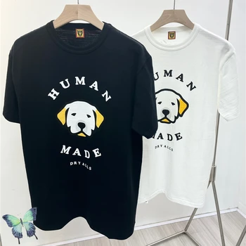 Erkek Kadın Yaz Üst Tee Köpek Baskı INSAN yapımı T-shirt