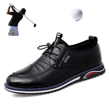 Golf Ayakkabıları Erkek Deri Atletik Sneakers Açık spor ayakkabı Retro Eğlence Deri Golfçü Ayakkabı Erkekler Lüks golf ayakkabısı
