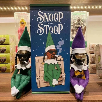 Snoop Bir Stoop Hip Hop Severler Yaramazlık Renk Kutusu Elf peluş oyuncak Ev Dekor Noel Elf Bebek Snoop Eğlenceli Koleksiyon Hediye