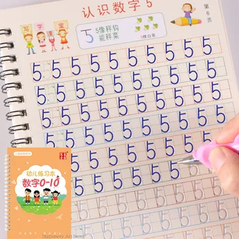 Yeniden kullanılabilir Öğrenme Numaraları 0-10 Matematik Çizim İngilizce 3D Kaligrafi Kitap Defterini Eğitim Çocuklar için Mektup Uygulama Oyuncak Hediyeler