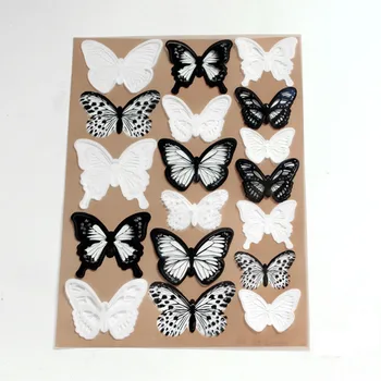 12 adet/takım Beyaz Siyah 3D Kelebek duvar çıkartmaları Düğün Dekor İçin Ev Oturma Odası Çıkartması El Sanatları Sanat Tasarım Çıkartmalar 4.5 cm-17cm
