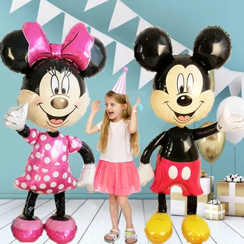 175cm Dev Disney Mickey Mouse Doğum Günü Süslemeleri Çocuk Oyuncakları Minnie Mouse Folyo Balonlar Bebek Duş Klasik Karikatür Globos