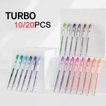 20/10 adet Renk KACO TURBO İtme Jel Kalem 0.5 MM Renkli Mürekkep İşareti Kalemler 800M Yazma Yüksek Kapasiteli Gökkuşağı Kalem Öğrenci Ofis için