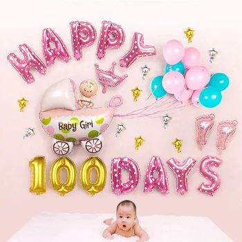 Bebek Mutlu 100 Gün Parti Balon Seti Yenidoğan Parti Dekorasyon Mutlu Balonlar Dekorasyon Doğum Günü Bebek Duş Süslemeleri