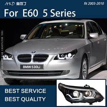 Araba ışıkları BMW E60 2003-2010 5 Serisi 530i LED otomatik far takımı Yükseltme Melek Gözler Tasarım Bicofal Lens aksesuarları