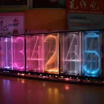 【En Büyük Sürüm】 Büyük Boy Yazı Tipi Analog Nixie Tüp Saat Gökkuşağı LED Tam Renkli Müzik Spektrum DIY DS3231 Masaüstü Saat Kiti