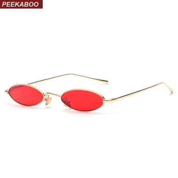 Peekaboo küçük oval güneş gözlüğü erkekler için erkek retro metal çerçeve sarı kırmızı vintage küçük yuvarlak güneş gözlüğü kadınlar için 2018