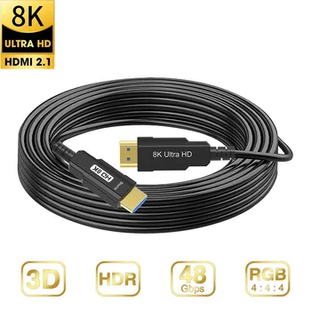 8K Gerçek Fiber Optik Kablo HDMI uyumlu 2.1 8K@60Hz 4K@120Hz Yüksek Hızlı 48Gbps HDCP 2.3 HDR 4:4:4 Video Xbox PS5 QLED TV