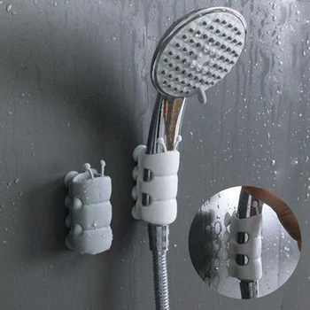 1 adet Çıkarılabilir Vantuz Parantez Silikon Duş Başlığı Tutucu Duvara Monte Duş Başlığı Depolama rafı Banyo Aksesuarları