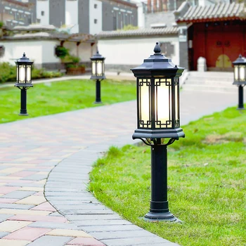 Çin Tarzı çim lambası Su Geçirmez çim lambası Açık Elektrikli Bahçe Villa Peyzaj Bahçe Lambası Alüminyum Lamba