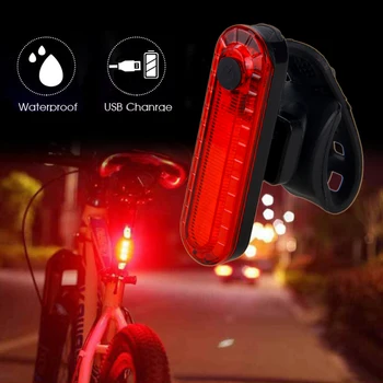 Kırmızı 5 LED USB ile şarj edilebilir bisiklet arka lambası emniyet gece sürme uyarı arka ışık 4 modu bisiklet Torch dahili pil ile