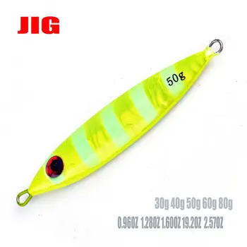 Glow Jig Metal Balıkçılık Lure30G 40G 50G 60G 80G Wobblers Titreşim Yapay Sert Yemler Renkli Metal Döküm Jig Pesca
