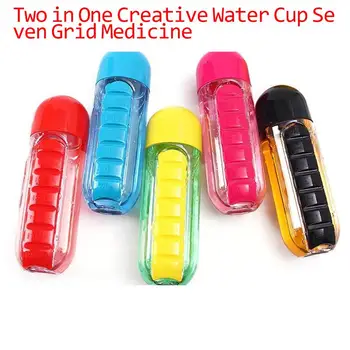Çok Fonksiyonlu Yaratıcı Spor Su Şişeleri Şişem . Plastik bardak ilaç kutusu ızgara açık taşıma uygun su içeceği