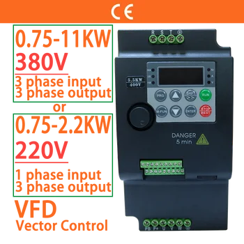 380V veya 220V Ekonomik VFD değişken frekanslı mekanizma Dönüştürücü İnvertör 0.75/1.5/2.2/3.7/4/5.5/7.5/11 KW Motor Hız Kontrol Cihazı