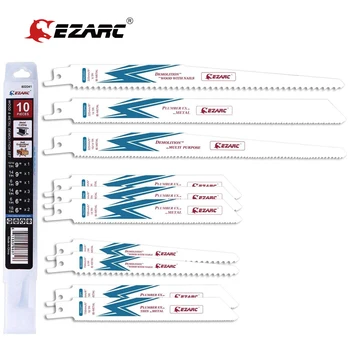 EZARC 10 Adet Pistonlu Testere Bıçakları 150mm için 225mm Bi-Metal Yıkım Bıçak Seti Ahşap Metal Kesme Aleti Aksesuarları