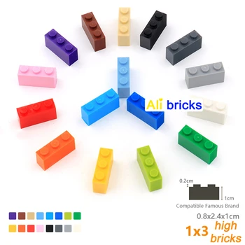 20 adet / grup DIY Blokları yapı tuğlaları Kalın 1X3 eğitim birimi İnşaat Oyuncakları Çocuklar için Boyutu İle Uyumlu Marka
