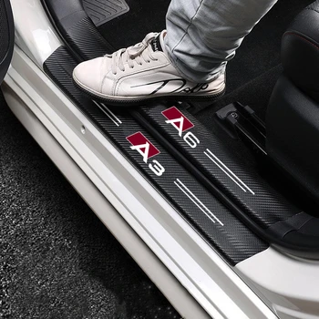 Karbon Fiber Araba Kapı Eşiği Sticker Oto Gövde Koruyucu Şerit audi spor RS A1 A3 A4 B7 B8 A5 A6 A7 A8 Q3 Q5 Q7 Q8 TT