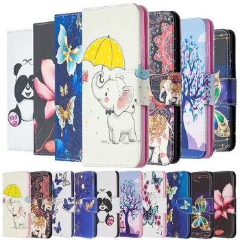 Retro Boyalı xiaomi için telefon kılıfı POCO F3 M3 X3 NFC Pro 5G Flip Deri Çiçek Kelebek Filler Panda Ağacı Kitap Kapağı