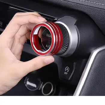 2 Adet Düğme Dekorasyon Trim Kırmızı Mavi Siyah Gümüş Renk Alüminyum Alaşım Trim Aksesuarları Toyota Rav4 2019 2020
