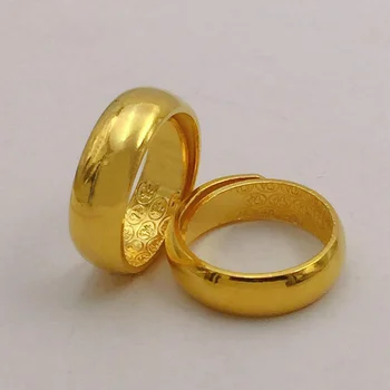Baıfu s Saf Kopya Gerçek 18 k Sarı Altın 999 24 Tr Yüzlü Erkekler ve kadın Düğün Çiftler; yüzük Uzun bir Süre için Solmaya Asla Takı