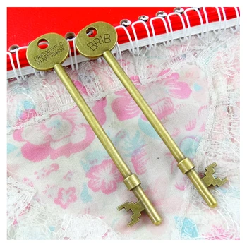 8 adet 95 * 19mm anahtar kolye anahtar charms Antik Bronz Kaplama Takı bulguları anahtar aksesuarları