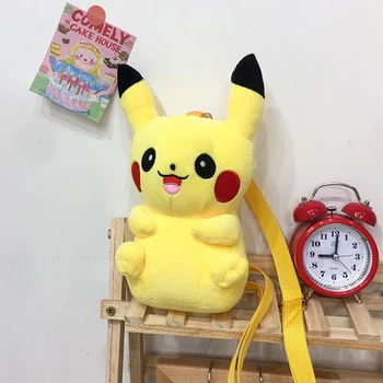Karikatür Pokemon Pikachu Peluş postacı çantası Sevimli Anime Peluş omuzdan askili çanta Doldurulmuş Hayvanlar çocuk için oyuncak Bebek doğum günü hediyesi