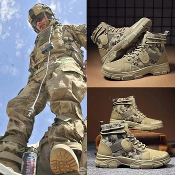 Taktik Askeri Bot Erkek Botları Özel Kuvvet Çöl Savaş asker botu Açık Yürüyüş Botları Ayak Bileği Ayakkabı Erkekler İş Güvenliği Ayakkabıları