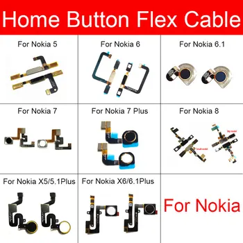 Ev Düğmesi Parmak İzi Sensörü Flex Kablo Nokia 5 İçin 5.1 6 6.1 7 8 Artı X5 X6 Menü Dokunmatik Sensör Flex Şerit Değiştirme Parçaları 