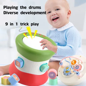 Bebek Müzikal El Yendi Davul Çocuk Erken Eğitim Oyuncak Bulmaca Yendi Davul Çan Halka Aletleri oyuncaklar doğum günü hediyesi