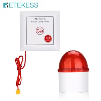 Retekess TH103 Bakıcı Çağrı Cihazı Alarm Strobe Siren Çağrı Sistemi Çekme Halatı Su Geçirmez Çağrı Düğmesi Ev Güvenliği için Yaşlı Hasta