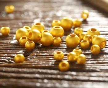 999 altın boncuk 24k saf altın dağınık boncuklar şanslı boncuk dıy bilezikler saten yüzey sarı altın takı parçaları 3mm-6mm