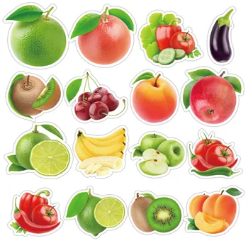 50 adet / grup Zarif Karikatür Taze Meyve Sebze Çıkartmalar Mutfak Fırın Fincan Çanak Buzdolabı Eğitim Oyuncak çocuklar için