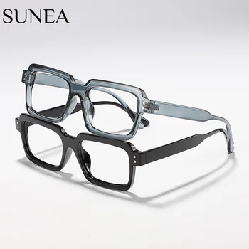 Kare Anti-mavi ışık gözlük kadın perçin çerçeveleri erkekler optik cam Retro bahar menteşe şeffaf Lens çerçevesi