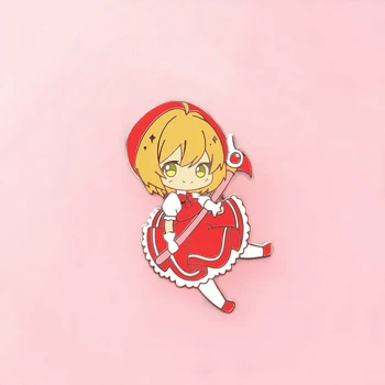 Cardcaptor Sakura Sert Emaye Pin Kawaii Anime Pastel Sihirli Kız Madalya Broş Kart Esir Takı Hayranları Hediye