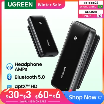 UGREEN Bluetooth 5.0 Alıcı USB DAC 3.5 mm Kablosuz Ses kulaklık amplifikatörü NFC aptX aptX HD QCC3034 Bluetooth 5.0 Adaptörü