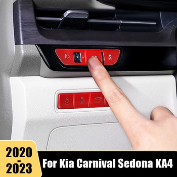 Kia Carnival Sedona KA4 2020 2021 2022 2023 Paslanmaz Araba Sis Farları elektrik düğmesi çıkartması Kapak Far Düğmesi Trim Aksesuarları