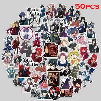50 adet Kuroshitsuji Sticker Anime Serisi Su Geçirmez Graffiti Sticker çocuk Oyuncak Etiket Su Bardağı Bisiklet Bagaj Sticker