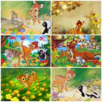5D Elmas Boyama Mozaik Kiti Açık Kahverengi Bambi Tavşan Karikatür Disney Hayvan Nakış DIY Tam Kare Yuvarlak noel ev dekoru