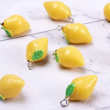 10 Adet Sevimli Meyve Limon Reçine Kolye Charms Küpe Bulguları Bilezik DIY anahtarlık Takı Yapma Aksesuarları