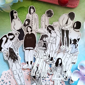 19 ADET Meçhul kız Çıkartmalar El Sanatları Ve Scrapbooking çıkartmaları kitap Öğrenci etiket Dekoratif sticker DIY Kırtasiye