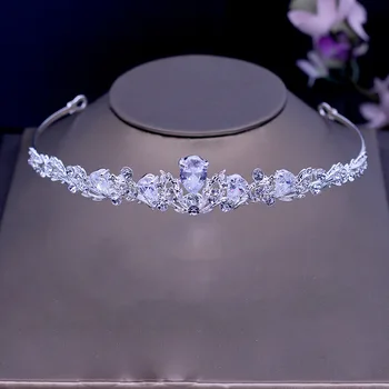 Çarpıcı Art Deco Kristaller Rhinestones Alaşım Kübik Zirkon Düğün Tiara CZ Gelin Kraliçe Prenses Pageant Parti Taç Nedime