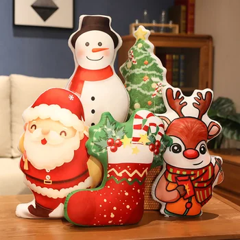 45CM Sevimli Zencefilli Kurabiye Adam Dolması peluş oyuncak Yumuşak Karikatür Noel Baba Kardan Adam Geyik Noel ağacı Yastık Kawaii Ev Dekor Hediye